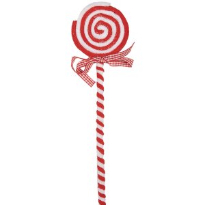 Clayre & Eef 65851 Vánoční dekorace Lollipop červená bílá 9x1x41 cm plastová