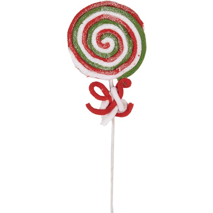 Clayre & Eef 65855 Vánoční dekorace Lollipop 10x1x42 cm červená bílá zelená