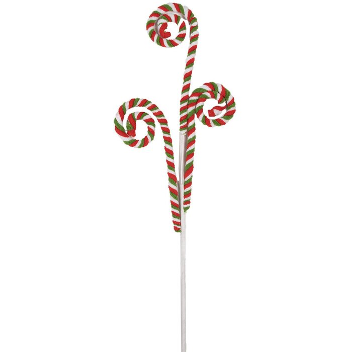 Clayre & Eef 65857 Dekorace Candy Cane 68 cm Červená zelená plastová
