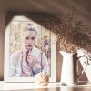 Dřevěný rám ZEP hala 15x20 cm bílý blokový profil čiré sklo na zavěšení na stojato