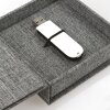 ZEP USB Box Modena šedý plátěný box na fotografie 11x11x3 cm s výřezem na fotografii