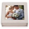 ZEP USB Box Modena Linen béžový 11x11x3 cm s výřezem na fotografii bez USB flash disku