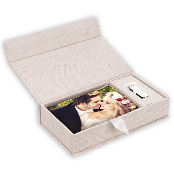 ZEP USB fotobox Lodi krémový plátěný obal 23x12 5x5 cm bez USB klíče