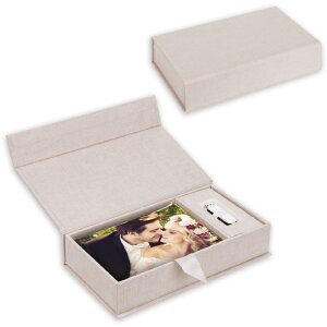 ZEP USB fotobox Lodi krémový plátěný obal 23x12 5x5 cm bez USB klíče