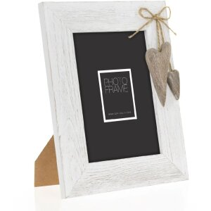 ZEP Dřevěný rámeček na obrázky Lille bílý 15x20 cm s dekorem srdce