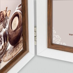 ZEP Dvojitý rám Caen 2 obrazy 10x15 cm Bílý hnědý rám s panty