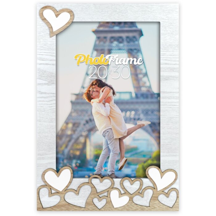 ZEP fotorámeček Lavinia 13x18 cm dřevo s aplikacemi srdcí formát na výšku