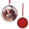 ZEP Foto Vánoční červená dekorace s obrázkem 8,5x8,5 cm na zavěšení