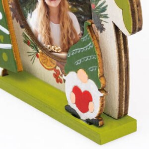 ZEP Koda C Dřevěný dekorativní rámeček 6x6 cm s vánočním motivem na zavěšení
