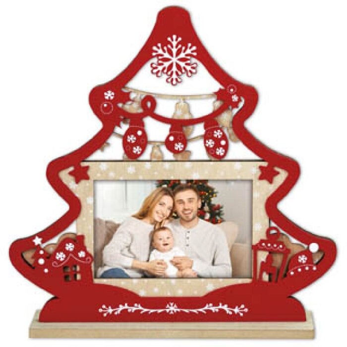 ZEP Vánoční fotorámeček Mila wood 10x15 cm červený přírodní tóny dekorace