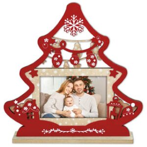ZEP Vánoční fotorámeček Mila wood 10x15 cm červený přírodní tóny dekorace