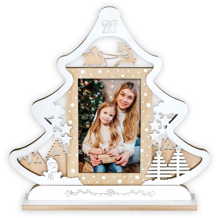 ZEP Vánoční fotorámeček Julia wood 10x15 cm slavnostní design sobí sáně