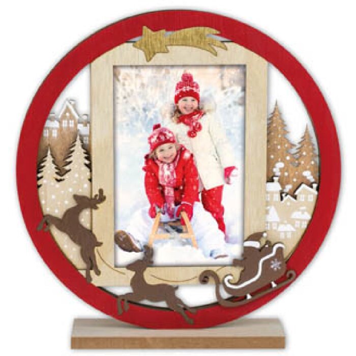ZEP Vánoční fotorámeček Heidi wood červený 10x15 cm zimní design