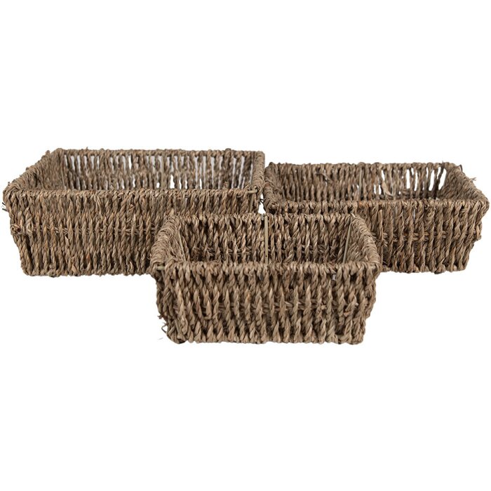 Clayre & Eef 65711 Úložné koše z mořské trávy Set of 3 Brown Boho Style