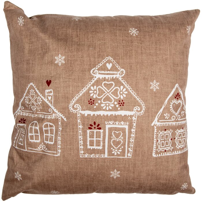 Clayre & Eef GBB22 Povlak na polštář hnědý bílý 45x45 cm venkovský styl