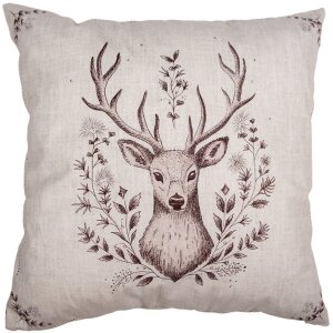 Clayre & Eef GTW21 Povlak na polštář béžový hnědý s motivem jelena 45x45 cm venkovský styl