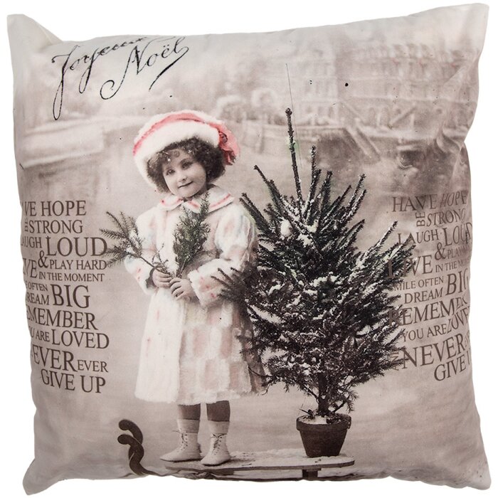 Clayre & Eef KT021.373 Povlak na polštář 45x45 cm Béžová Hnědá Vintage Retro