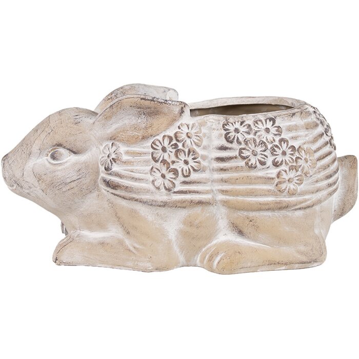 Clayre & Eef 6TE0543 Květináč Rabbit Beige Brown 30x17x13 cm kámen