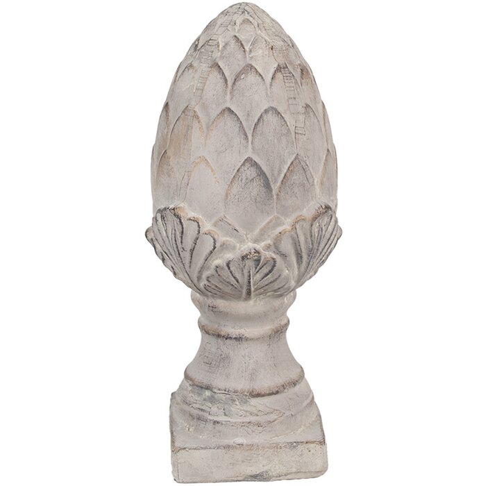 Clayre & Eef 6TE0545M Dekorativní kámen z borovicové šišky šedý Ø 14x33 cm
