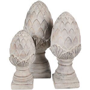 Clayre & Eef 6TE0545M Dekorativní kámen z borovicové šišky šedý Ø 14x33 cm