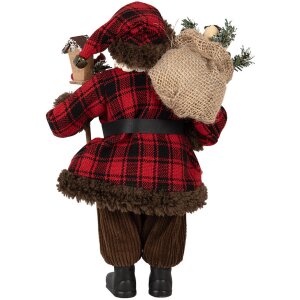 Clayre & Eef 65595 Dekorativní figurka Otec Vánoc 18x10x27 cm červená hnědá venkovský styl