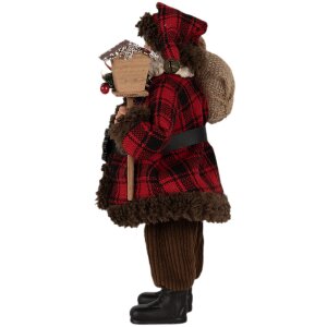 Clayre & Eef 65595 Dekorativní figurka Otec Vánoc 18x10x27 cm červená hnědá venkovský styl