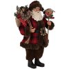 Clayre & Eef 65595 Dekorativní figurka Otec Vánoc 18x10x27 cm červená hnědá venkovský styl