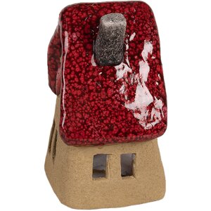 Clayre & Eef 6CE1777 Dekorace dům hnědá červená keramika 10x8x13 cm venkovský styl