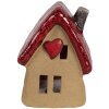 Clayre & Eef 6CE1777 Dekorace dům hnědá červená keramika 10x8x13 cm venkovský styl