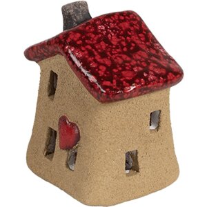 Clayre & Eef 6CE1778 Dekorativní domeček hnědočervená keramika 7x6x8 cm