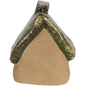 Clayre & Eef 6CE1780 Dekorace domeček hnědozelená keramika 7x6x9 cm