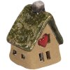 Clayre & Eef 6CE1780 Dekorace domeček hnědozelená keramika 7x6x9 cm