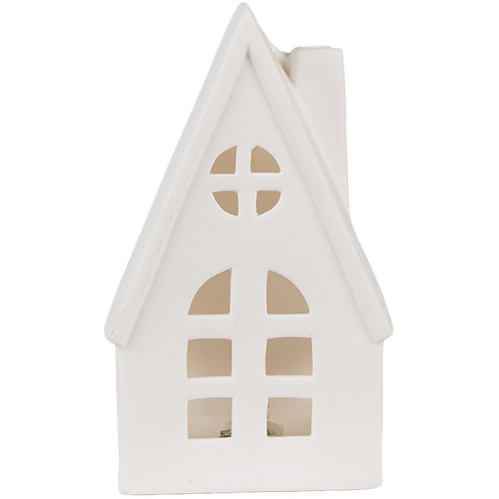 Clayre & Eef 6CE1794 Dekorace dům LED porcelán béžová 9x6x15 cm