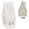 Clayre & Eef 6CE1794 Dekorace dům LED porcelán béžová 9x6x15 cm