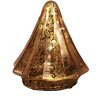 Clayre & Eef 6GL4570KO Vánoční stromek LED sklo Ø 14x16 cm měděný vintage vzhled