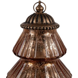 Clayre & Eef 6GL4574KO Vánoční stromek LED Ø 16x22 cm měděné sklo venkovský styl