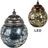 Clayre & Eef 6GL4594 LED dekorace sklo modré bílé Ø 11x15 cm venkovský styl 2xAAA