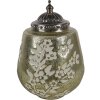 Clayre & Eef 6GL4596 LED dekorace skleněná zelená květinová Ø 13x19 cm 2xAAA