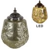 Clayre & Eef 6GL4596 LED dekorace skleněná zelená květinová Ø 13x19 cm 2xAAA