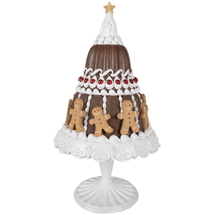 Clayre & Eef 6PR4247 Dekorativní dort Perník Ø 29x52 cm Hnědý bílý venkovský styl
