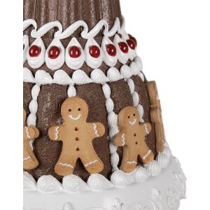 Clayre & Eef 6PR4247 Dekorativní dort Perník Ø 29x52 cm Hnědý bílý venkovský styl
