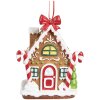 Clayre & Eef 6PR4254 Vánoční visačka perníková chaloupka hnědá bílá 7x5x9 cm
