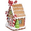 Clayre & Eef 6PR4254 Vánoční visačka perníková chaloupka hnědá bílá 7x5x9 cm