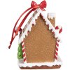Clayre & Eef 6PR4254 Vánoční visačka perníková chaloupka hnědá bílá 7x5x9 cm