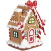 Clayre & Eef 6PR4254 Vánoční visačka perníková chaloupka hnědá bílá 7x5x9 cm
