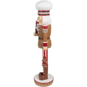 Clayre & Eef 6PR4257 Vánoční dekorace Louskáček hnědý červený 13x12x46 cm Polyresin