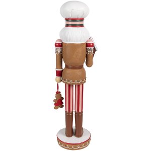 Clayre & Eef 6PR4257 Vánoční dekorace Louskáček hnědý červený 13x12x46 cm Polyresin