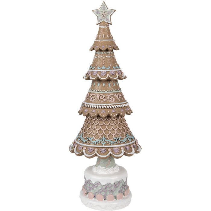 Clayre & Eef 6PR4324 Dekorativní vánoční stromek hnědorůžový Ø 16x42 cm venkovský styl