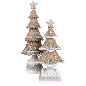 Clayre & Eef 6PR4324 Dekorativní vánoční stromek hnědorůžový Ø 16x42 cm venkovský styl