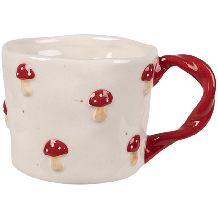 Clayre & Eef 6CEMU0151 Hrnek Toadstool Beige Red 200 ml 13x9x7 cm